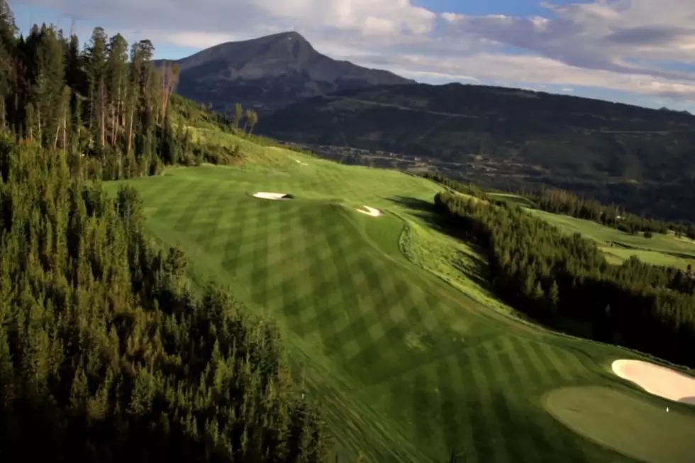 A drone shot of a golf course at the Yellowstone Club in Montana