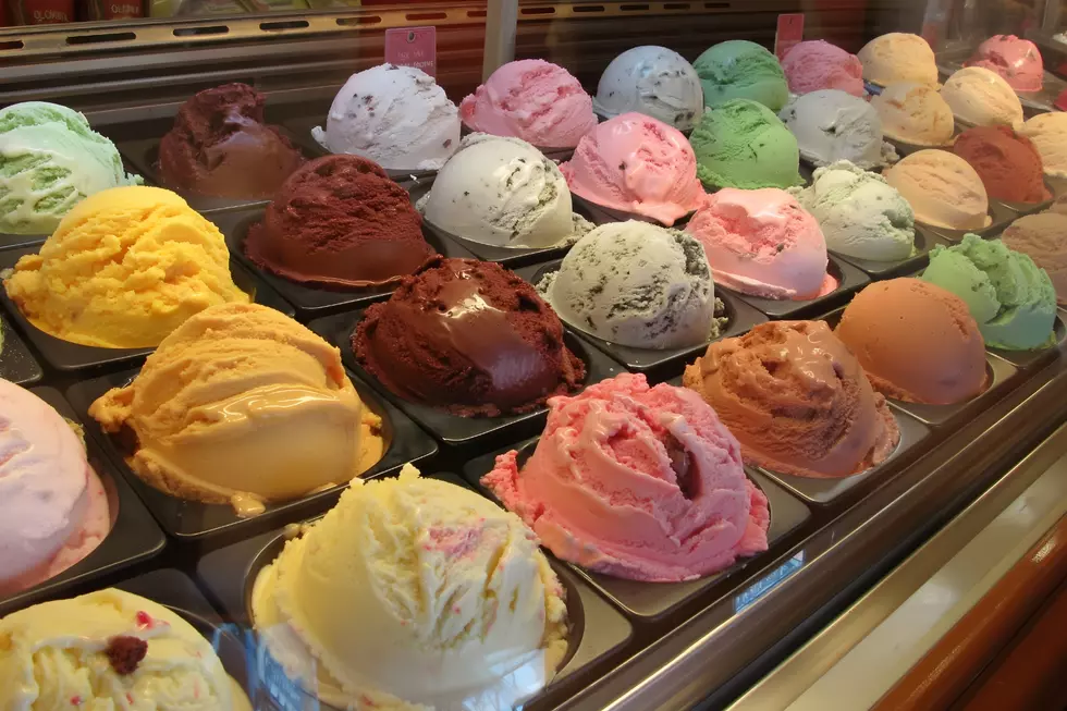 Different flavors of ice cream in a display