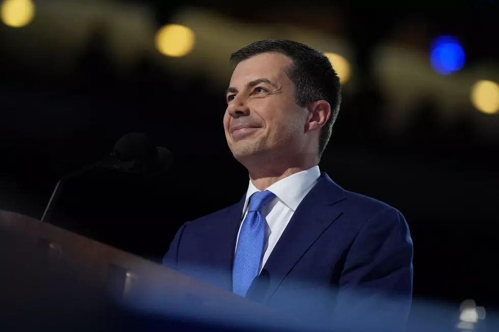 CHICAGO, ILLINOIS - AUGUST 21: U.S. Transportation Secretary Pete Buttigieg speaks on stage during the third day of the Democratic National Convention at the United Center on August 21, 2024 in Chicago, Illinois. Delegates, politicians, and Democratic Party supporters are in Chicago for the convention, concluding with current Vice President Kamala Harris accepting her party's presidential nomination. The DNC takes place from August 19-22. (Photo by Andrew Harnik/Getty Images)