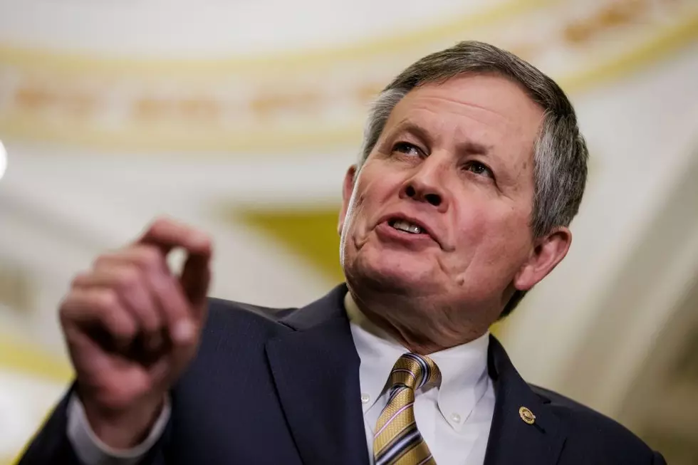 WASHINGTON, DC - JANUARY 9: U.S. Senator Steve Daines (R-MT) speaks during a press conference following the Senate Republican weekly policy luncheon at the U.S. Capitol on January 9, 2024 in Washington, DC. Senators and Representatives from both parties reached a bipartisan deal over the holiday break on the 2024 budget but its future is still unclear as it is brought to both chambers of Congress for a vote as the January 19 deadline approaches. (Photo by Samuel Corum/Getty Images)