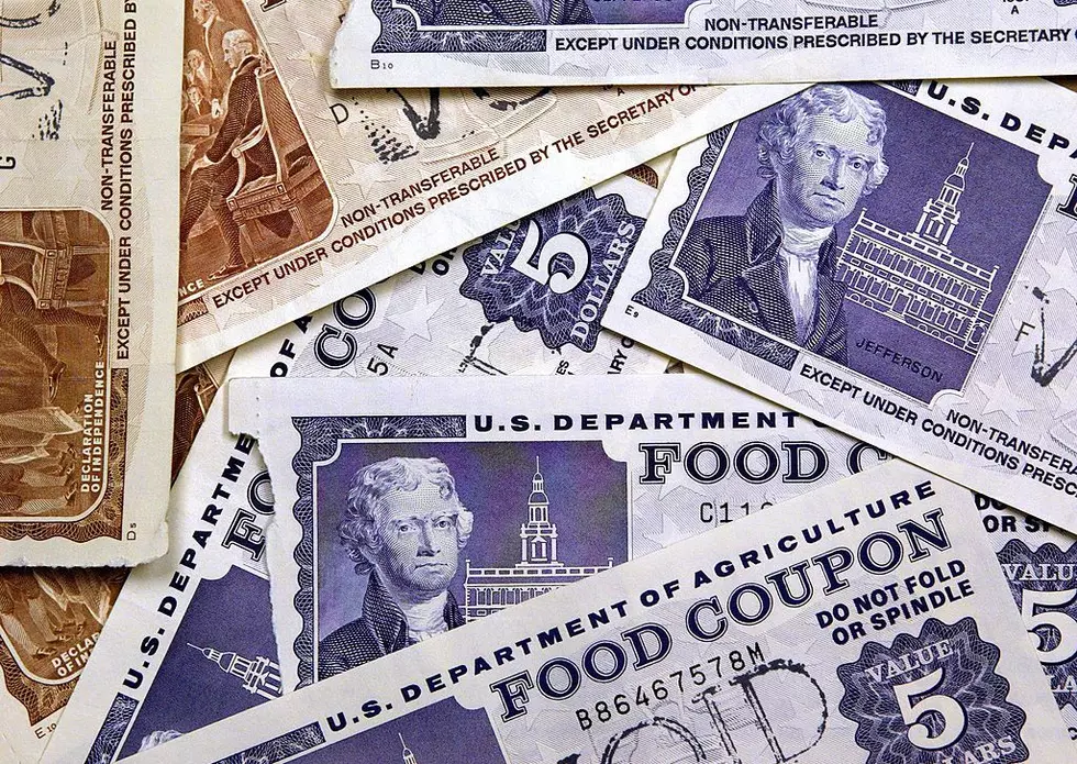 SKOKIE, IL - JUNE 24: Older, traditional food stamps are displayed June 24, 2004 at an Illinois Department of Human Services office in Skokie, Illinois. Agriculture Secretary Ann M. Veneman has announced all 50 states and the U.S. territories now provide Food Stamp Program benefits with EBT (Electronic Benefits Transfer) cards instead of the traditional paper coupon stamps. (Photo by Tim Boyle/Getty Images)
