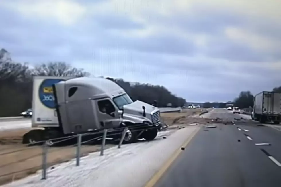 Semi Truck Loses Control On Slick Oklahoma Highway