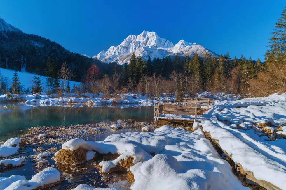A hot spring in yellowstone park in the winter