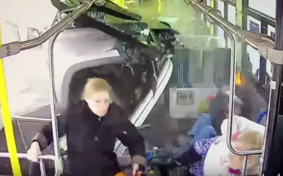 Truck Crashes Into Bus Caught on Video