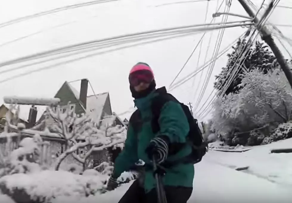 Seattle Snowboarder Enjoys the Snow Out His Front Door!