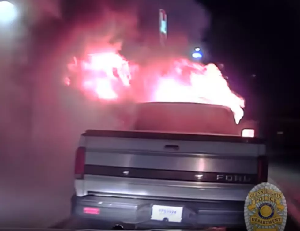 Brave Cop Moves Burning Truck With His Patrol Car