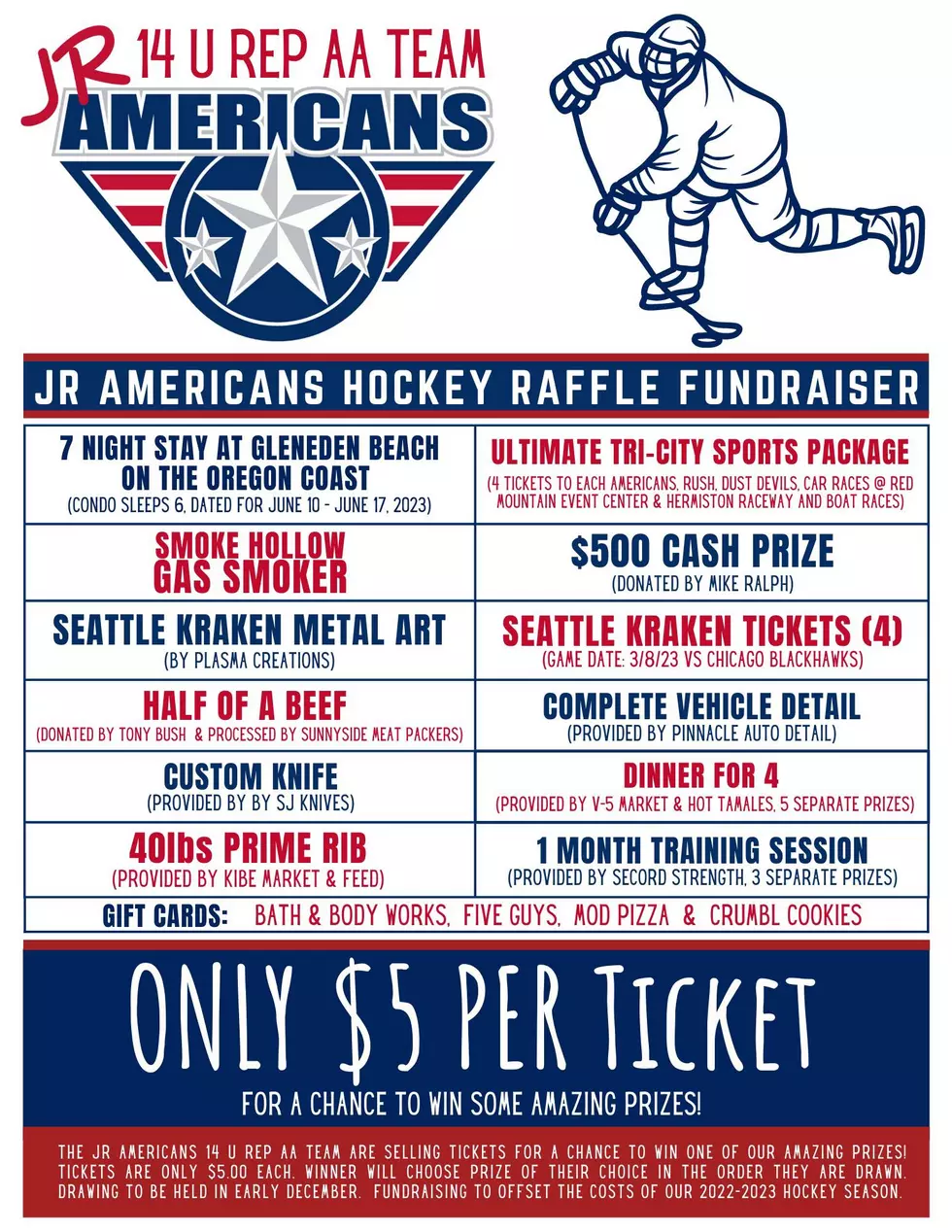 Buy Your JR Americans Hockey Raffle Tickets &#038; Win BIG!