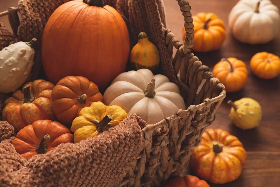 Pumpkins arranged in baskets