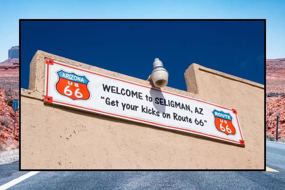 A sign in Seligman advertising Route 66