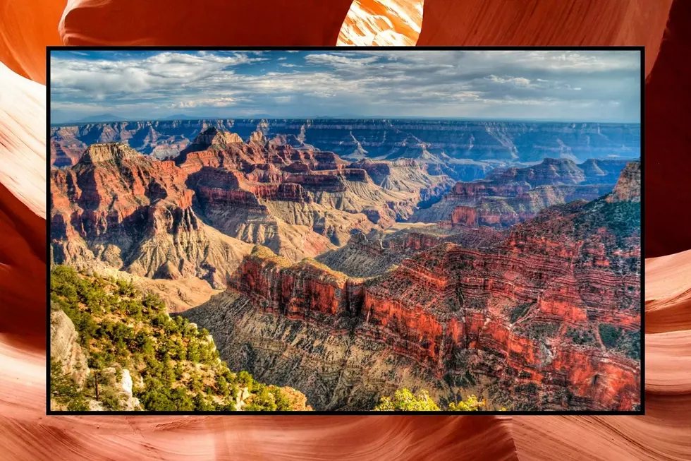 A wide shot of the Grand Canyon