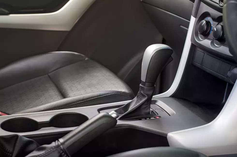 Automatic transmission gear shift. Car interior.