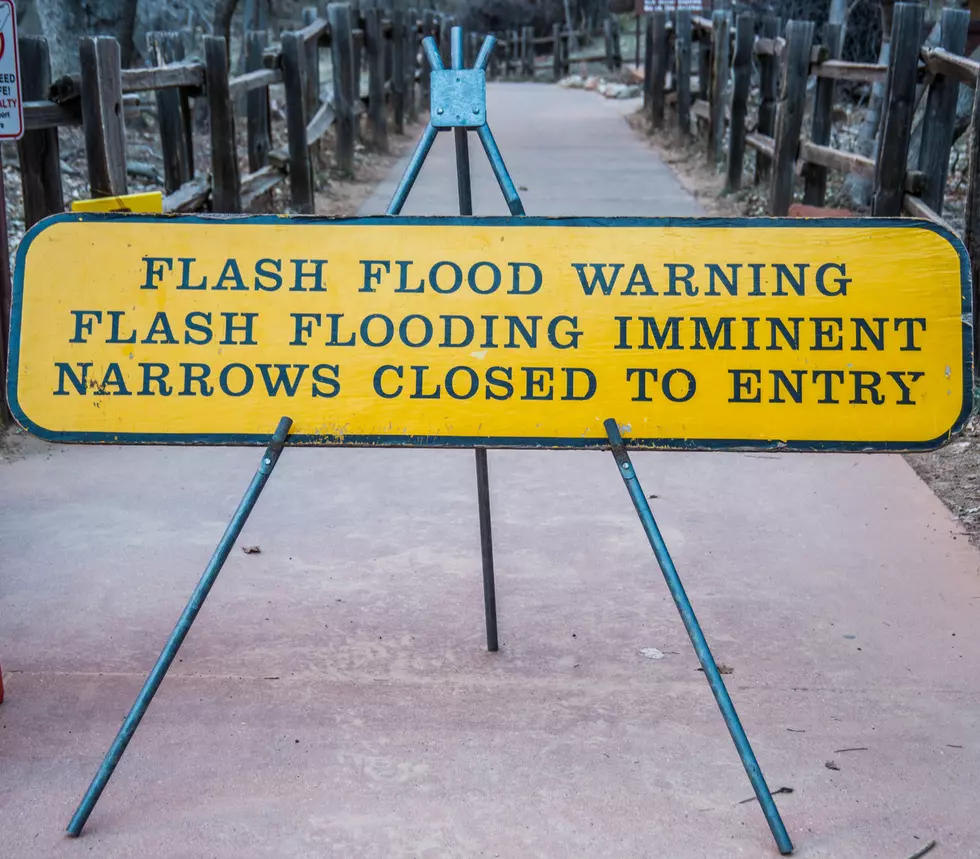 Flash flood warning sign at Zion National Park