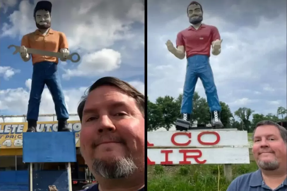 Two Paul Bunyan statues from different parts of the country