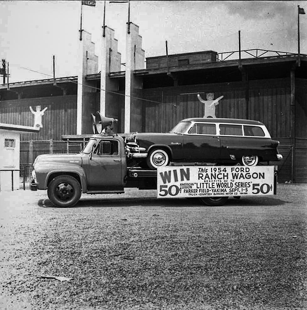 Vintage Photo From 1954 At Yakima&#8217;s Parker Field Shows Then-New Car As Raffle Prize