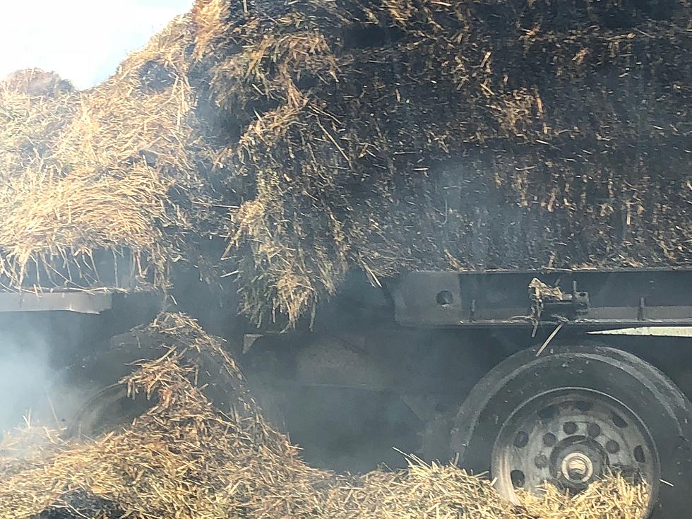Hay Truck Catches Fire, Shuts Down Westbound Lanes of Interstate 82