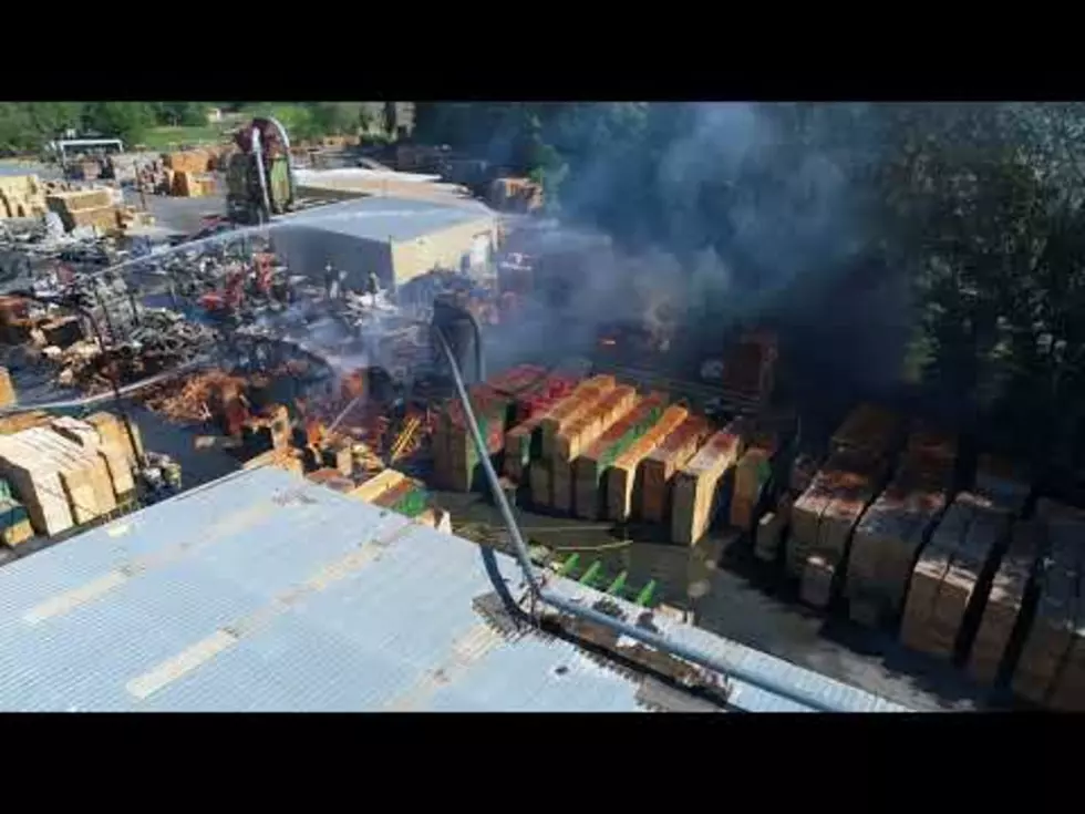 Drone Video Shows Site of Pallet Fire Near Gleed