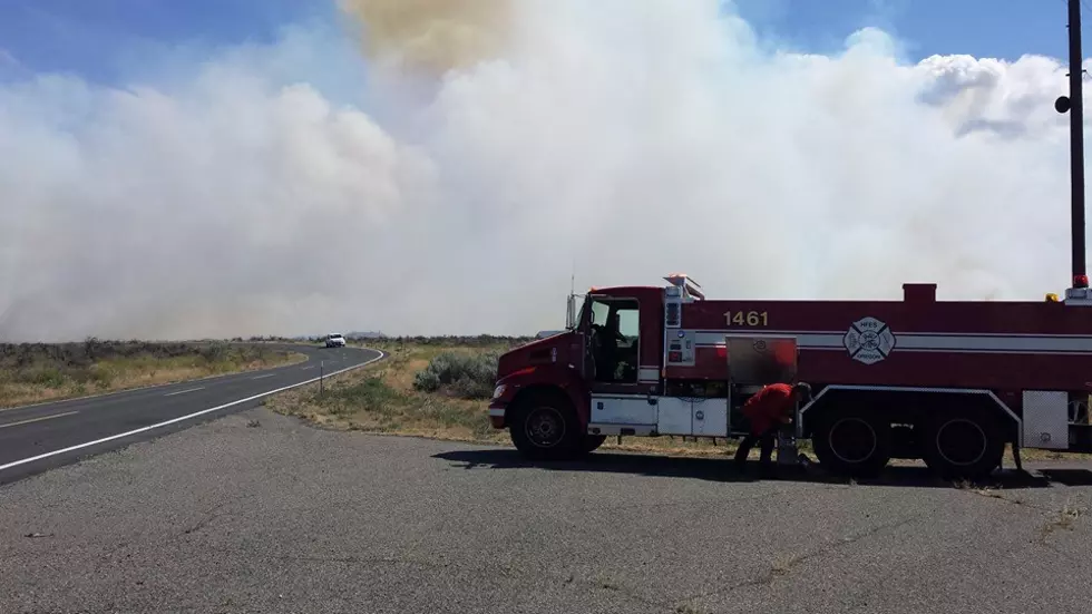 Large wildfire at the Umatilla Army Depot blowing toward I-82