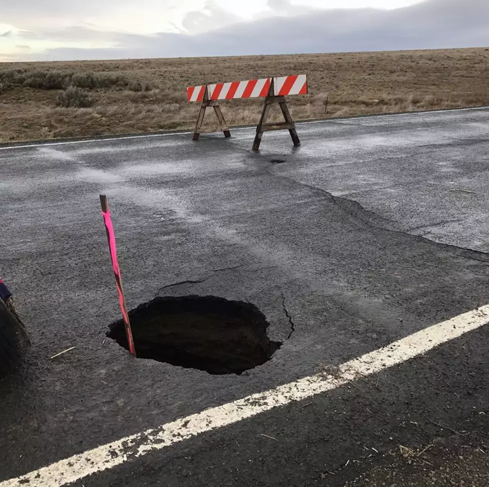 Grant County closes road due to 15 feet deep sinkhole