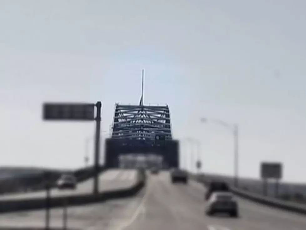 American Flag over Blue Bridge removed because of wind damage