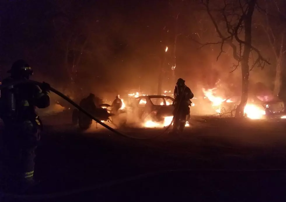 Fire destroys several vehicles, motorhome, on Weston Mountain