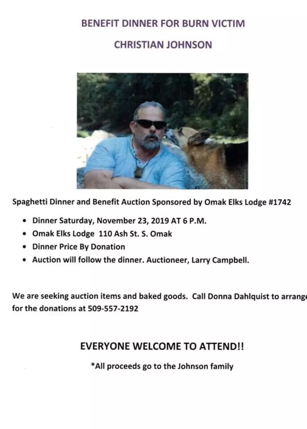 Benefit Dinner Scheduled for November for Okanogan Firefighter