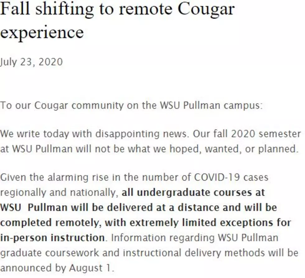 WSU Going Online for Fall Semester