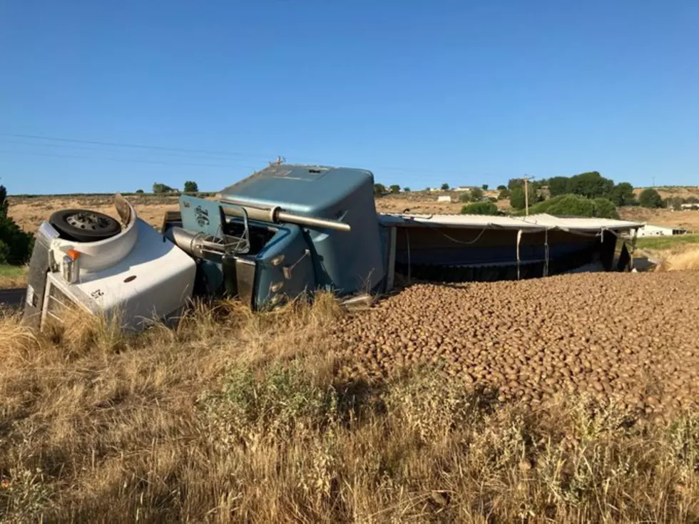 Potato Truck Rolls onto Sagehill Road Near Othello