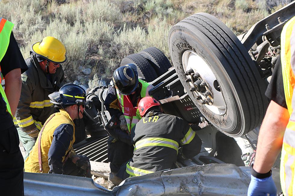 Firefighters Extract Trapped Semi Truck Driver from Wreckage on McNeil Canyon Road