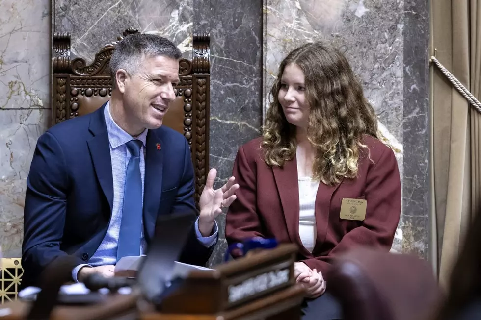 Sen. Brad Hawkins and Sage Reynolds on Opening Day of Legislature in Olympia