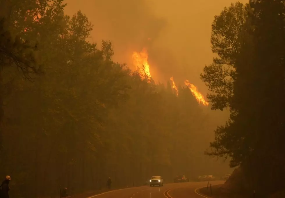 Flames from the Labor Mountain Fire roar onto the east side of U.S. Highway 97 near Blewett Pass in gusty winds on Sept. 25 (photo credit: David Camacho - Labor Mountain Fire 2025 Facebook)