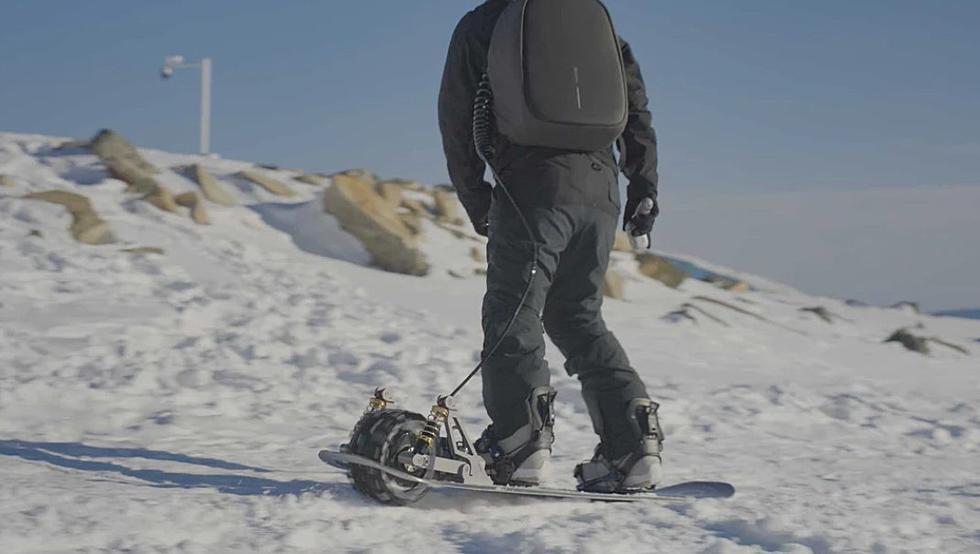 Now you can hit the slopes on your electric snowboard. 