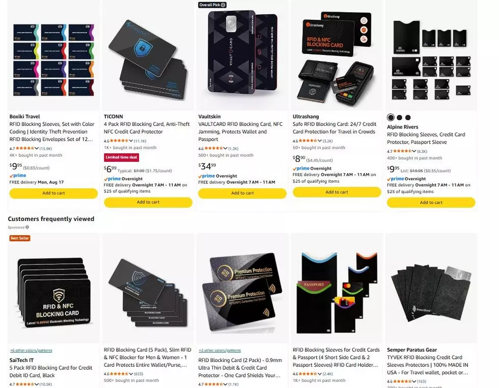 screen shot / Amazon.com : skimmer credit card protection