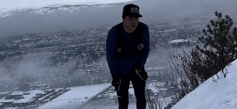 Me, heading up Saddle Rock's "Service Elevator" on a cold snowy January afternoon. PHOTO CREDIT: Connor