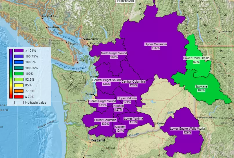 Washington Snowpack Well Above Average For This Time Of Year   Washington Snowpack 030221 