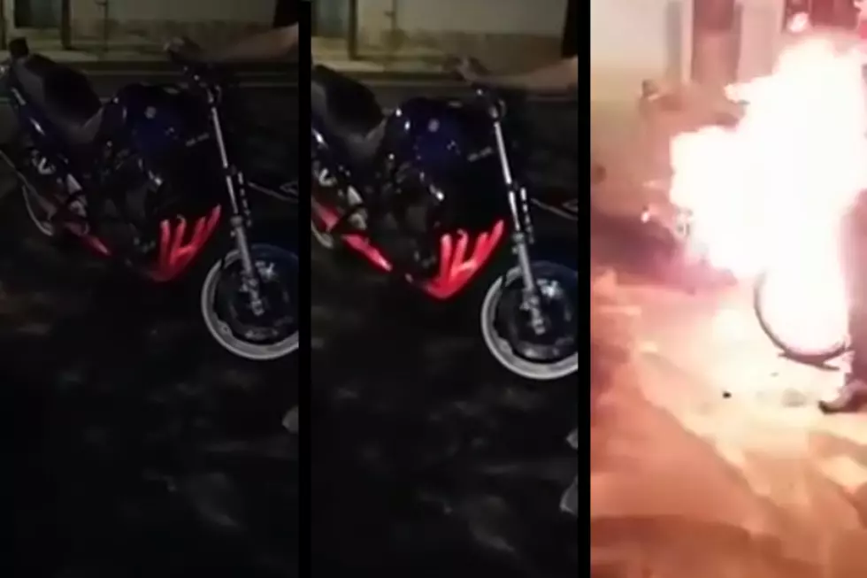 Dude Ignites His Bike Showing Off His Glowing Pipes