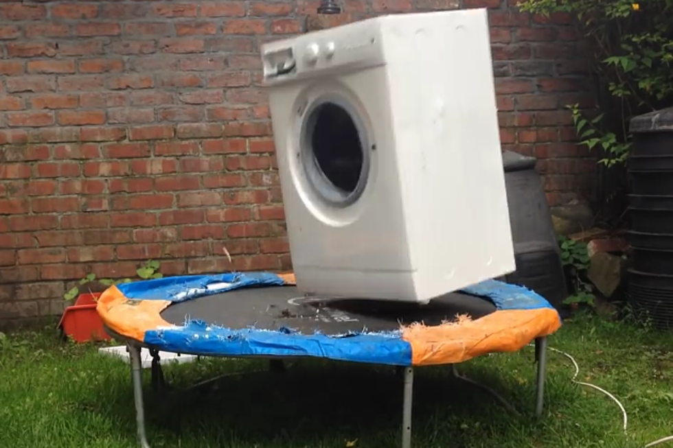 Washing Machine + Bricks + Trampoline = Awesomeness