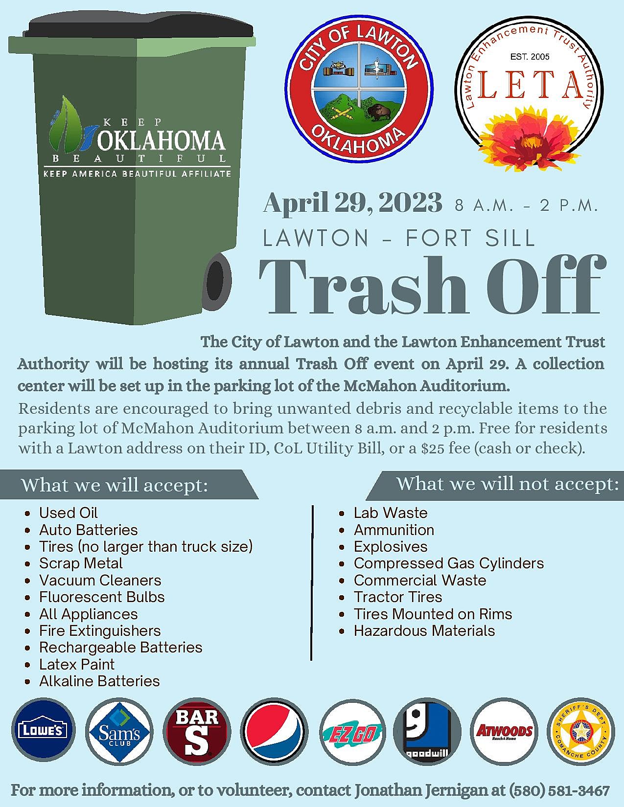 The 2023 Lawton, Fort Sill Annual 'Trash Off' is Coming up