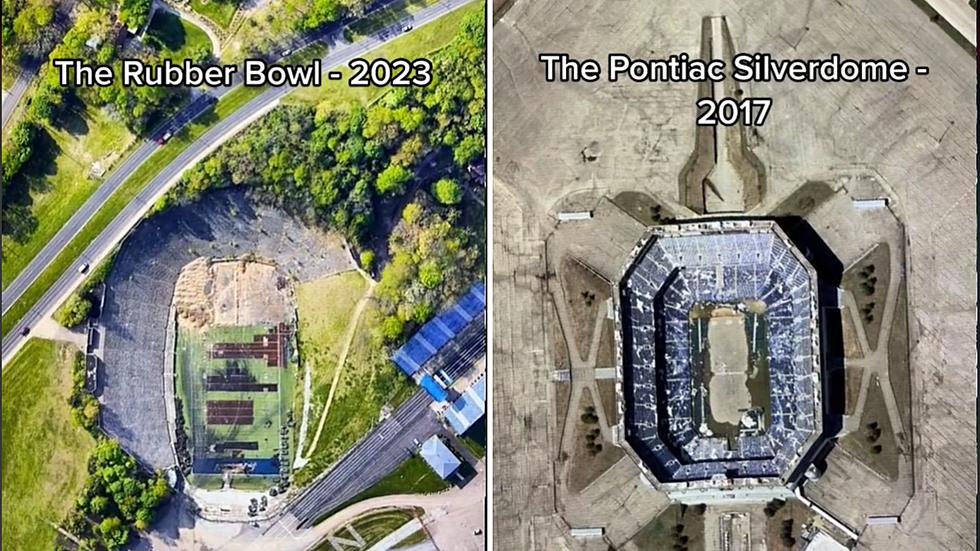 Decaying Football Stadiums in Akron and Pontiac