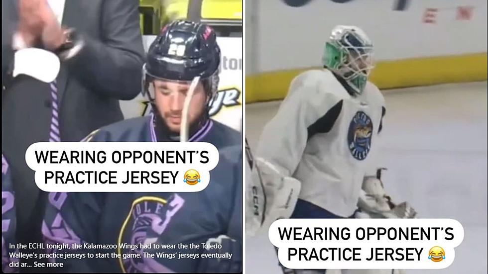 Kalamazoo Kwings Wear Toledo Walleye Practice Jerseys During Game