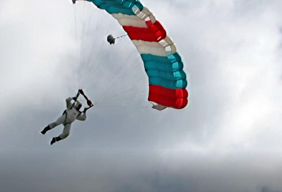 Skydiving Bunny Starts the Airport Egg Hunt