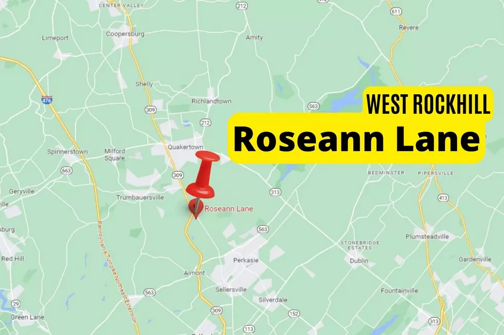 Map showing Roseann Lane in West Rockhill