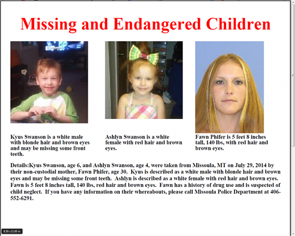 Alert Issued  in Missoula for Two Missing Children [PHOTO]