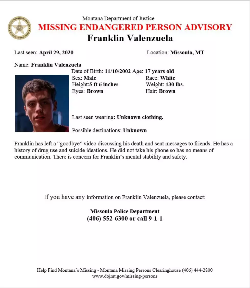 UPDATE: Police Find Missing Missoula Teen