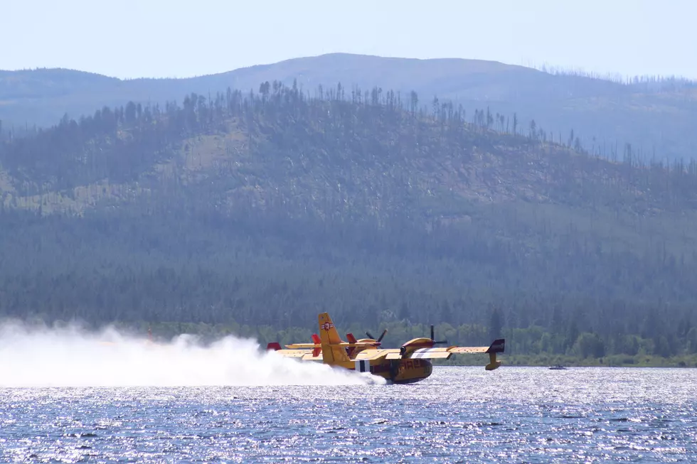 Scooper working the Garnet Fire on Lake Placid; USFS photo