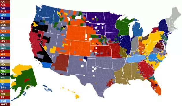 The Most Popular NFL Teams by County, State