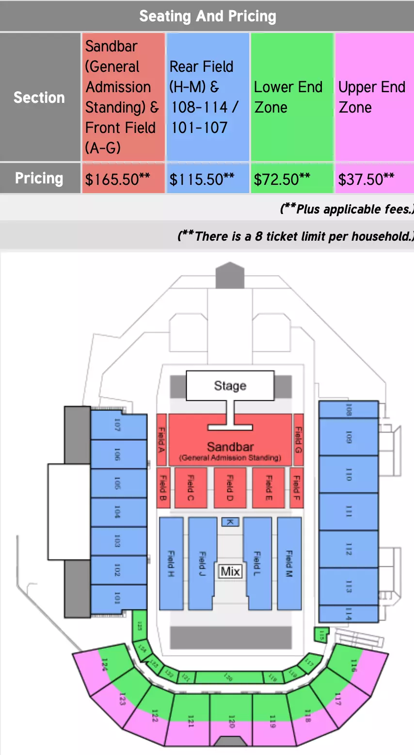 Kenny Chesney Seating Chart Cowboy Stadium