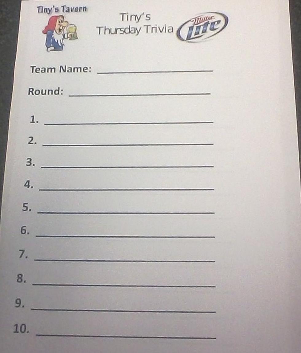 Trivia At Tiny's Tonight