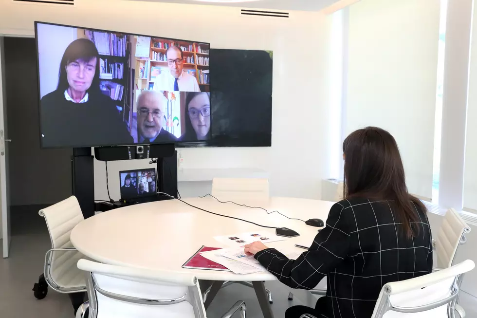Queen Letizia Of Spain Meets Down Association Spain On Video Conference