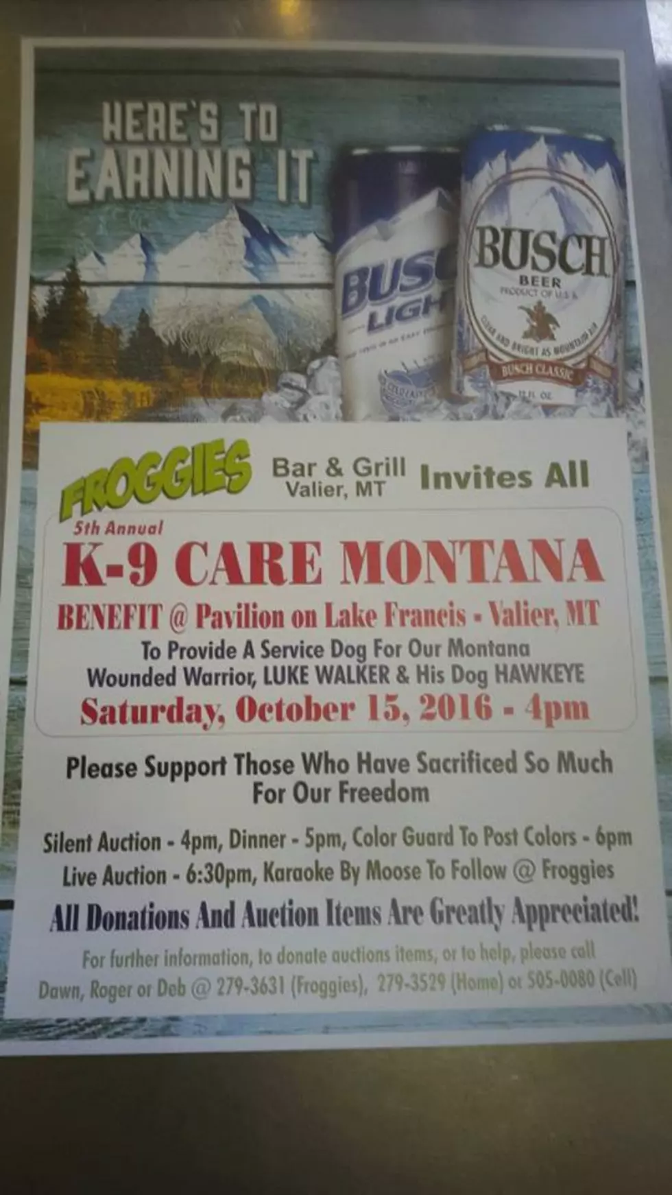 5th ANNUAL K-9 CARE MONTANA AT FROGGIES IN VALIER