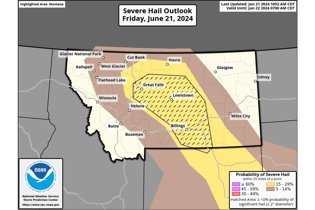 NWS: “Moderate” Risk of Hail Today Across NC Montana